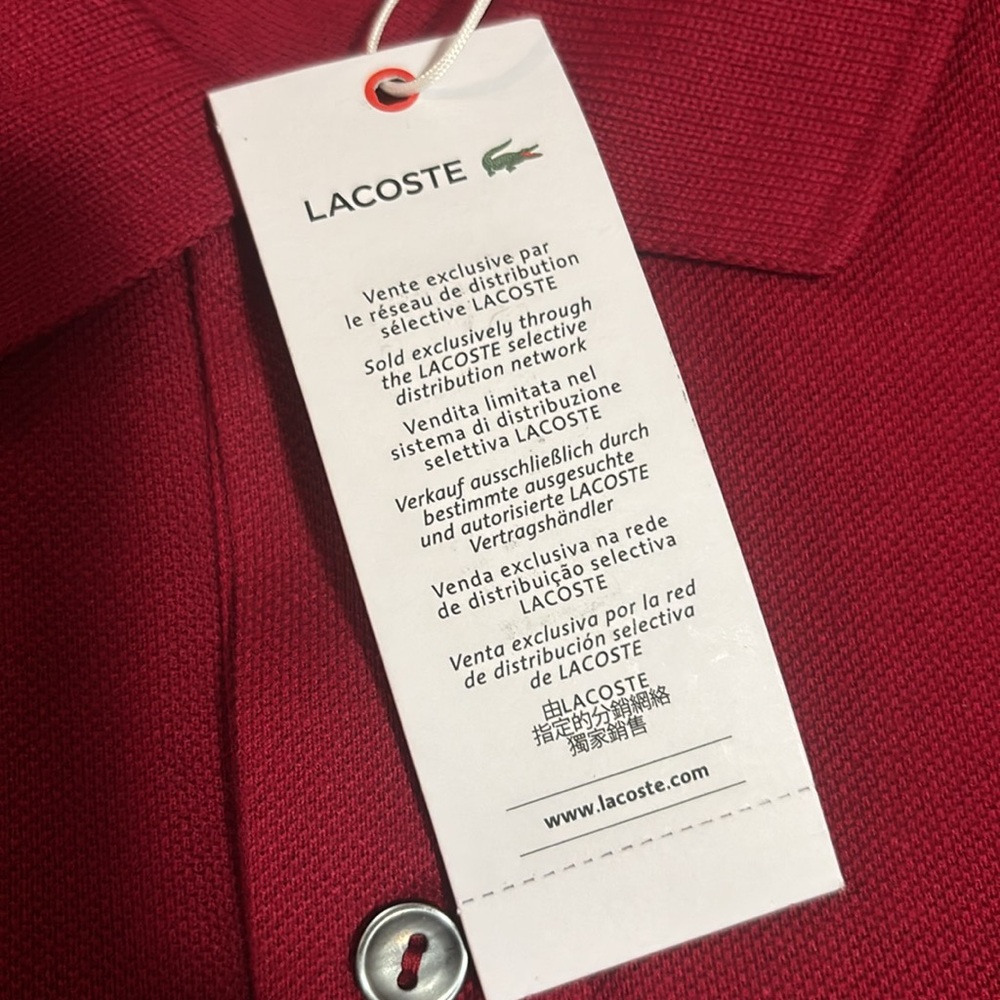 Lacoste Deep Red Polo with Crocodile Logo - Picture 3 of 5